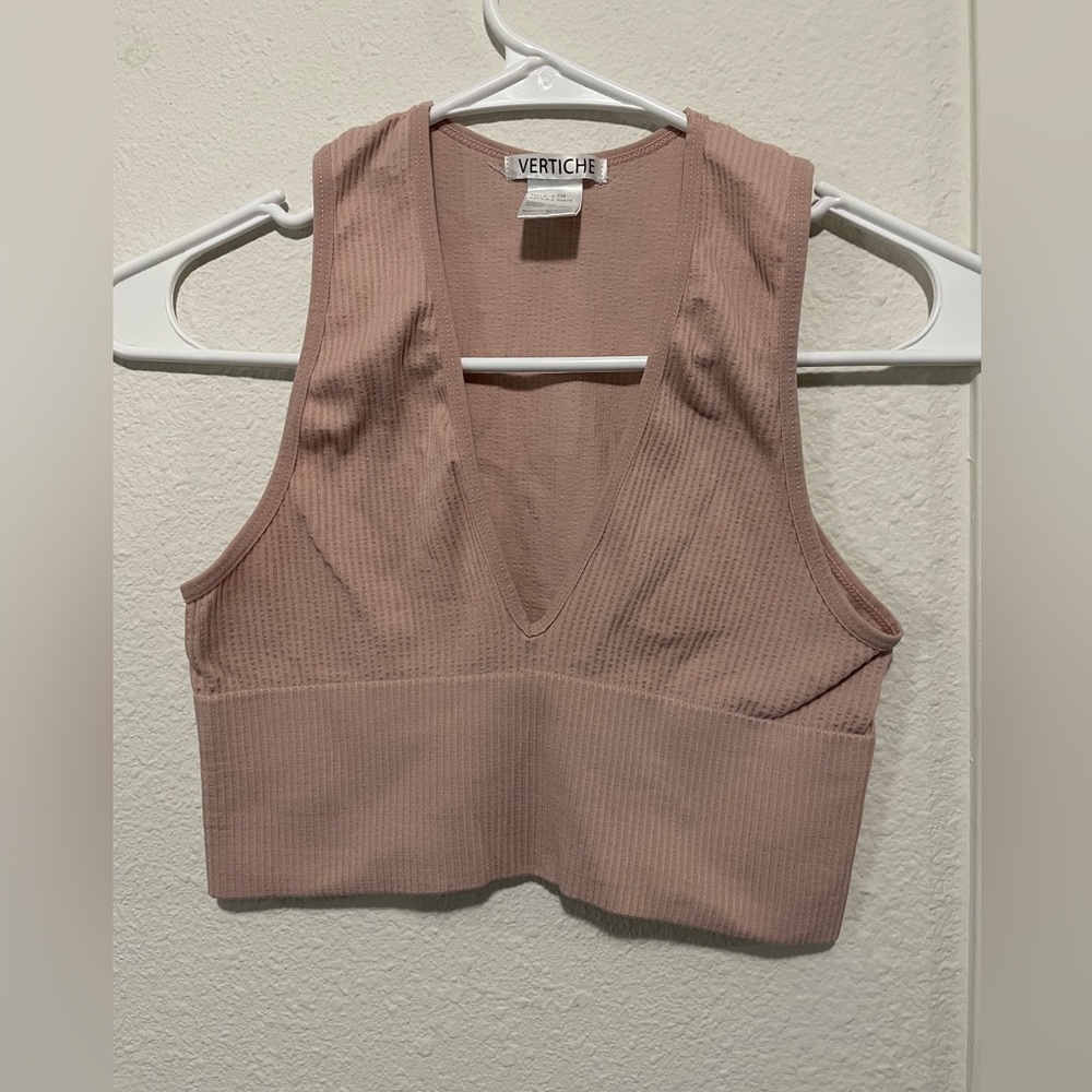 Vertiche Ribbed Mauve Crop Top